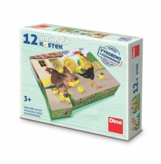 Dino Drevené obrázkové kocky Domáce zvieratká