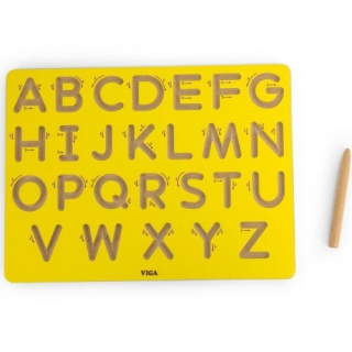 Viga Drevená grafomotorická tabuľka Veľké písmená
