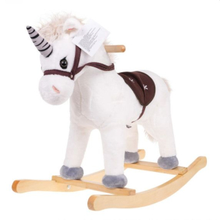 Wiky Drevený hojdací jednorožec biely s efektami